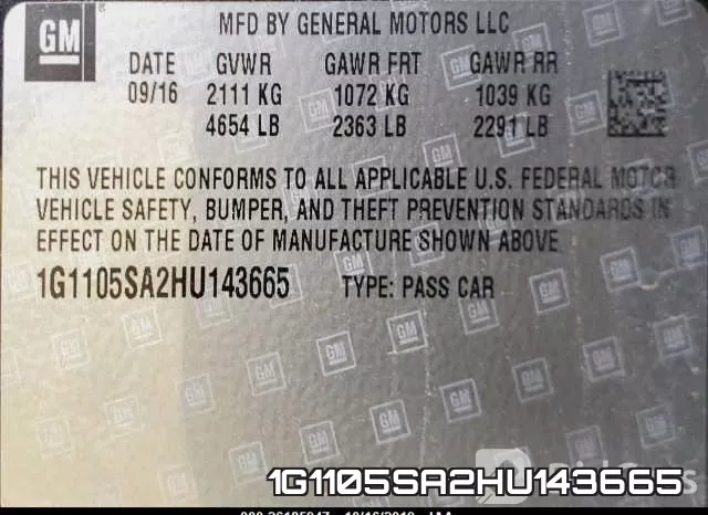1G1105SA2HU143665 фото 10