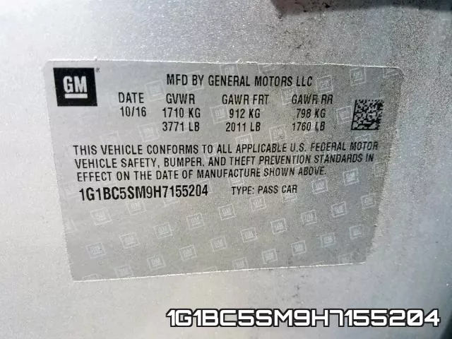 1G1BC5SM9H7155204 фото 2