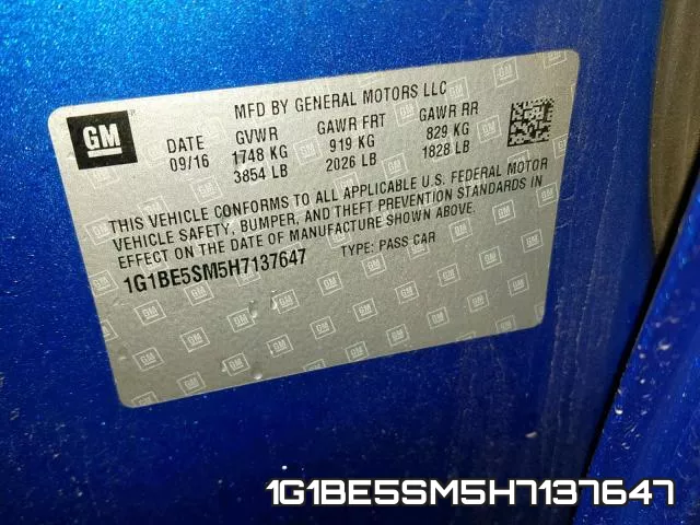 1G1BE5SM5H7137647 фото 2