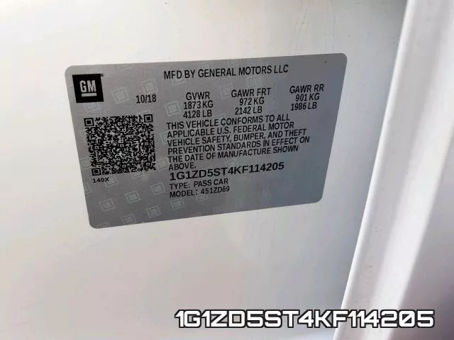 1G1ZD5ST4KF114205 фото 2