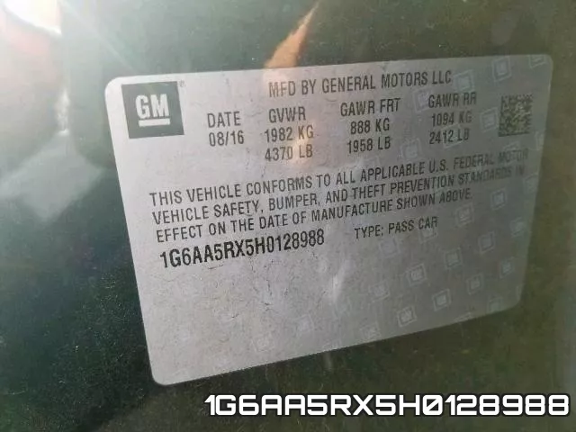 1G6AA5RX5H0128988 фото 2