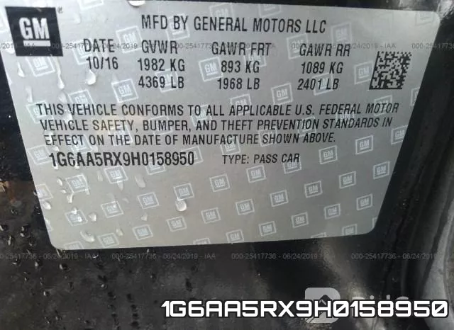 1G6AA5RX9H0158950 фото 10