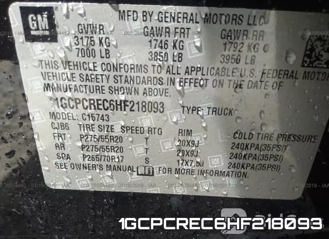 1GCPCREC6HF218093 фото 10