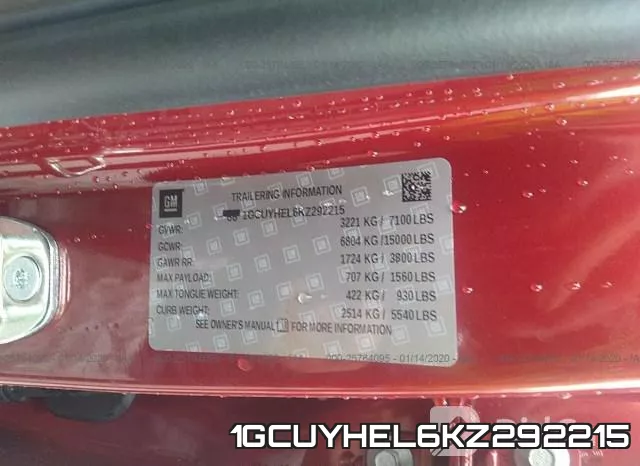 1GCUYHEL6KZ292215 фото 10