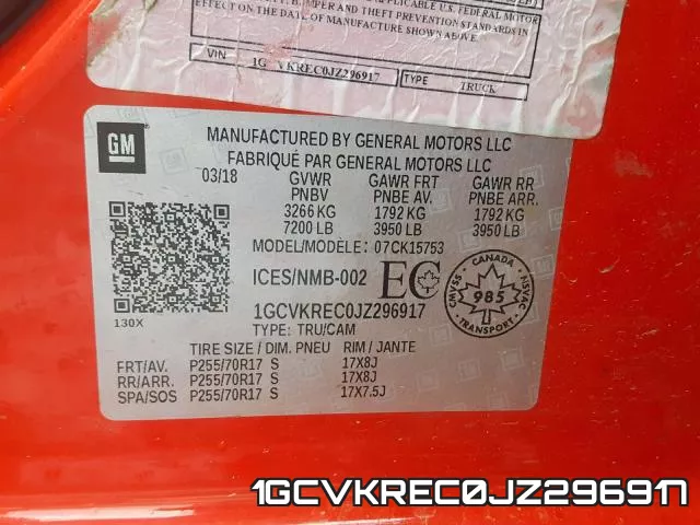 1GCVKREC0JZ296917 фото 2