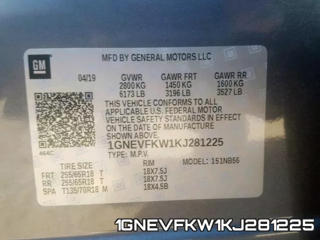 1GNEVFKW1KJ281225 фото 2