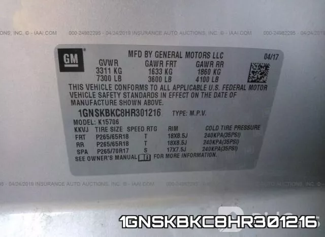 1GNSKBKC8HR301216 фото 10