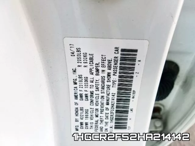 1HGCR2F52HA214142 фото 2