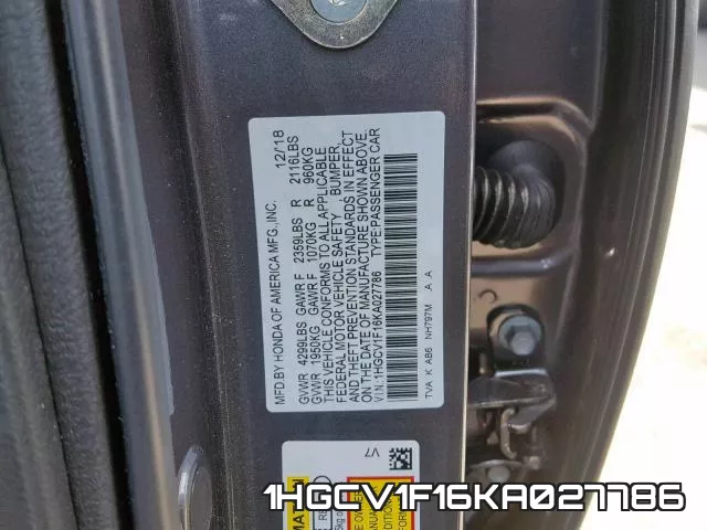 1HGCV1F16KA027786 фото 2