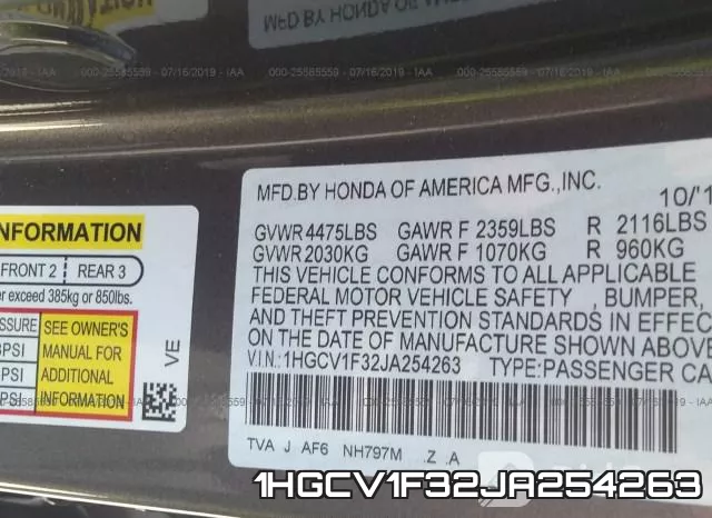 1HGCV1F32JA254263 фото 10