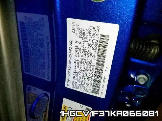 1HGCV1F37KA066081 фото 2