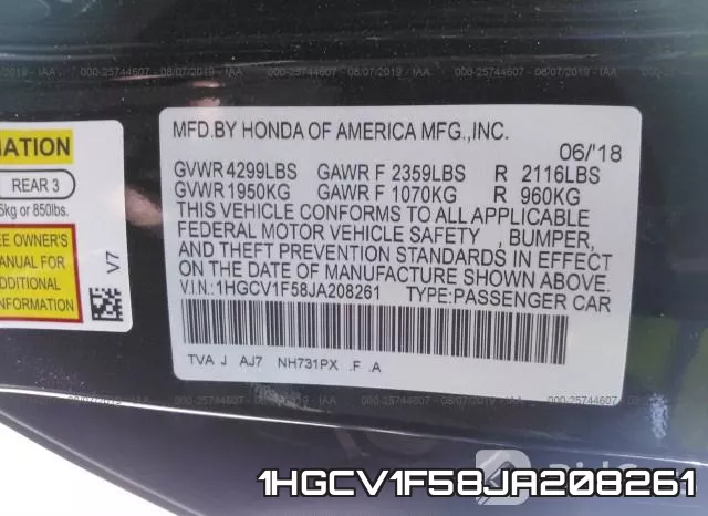 1HGCV1F58JA208261 фото 10
