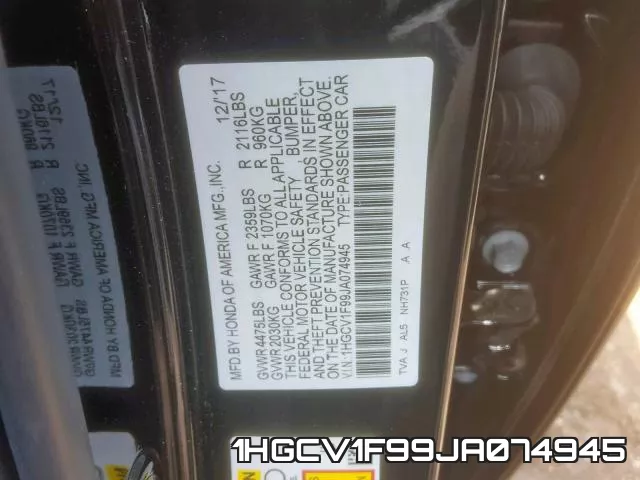 1HGCV1F99JA074945 фото 2