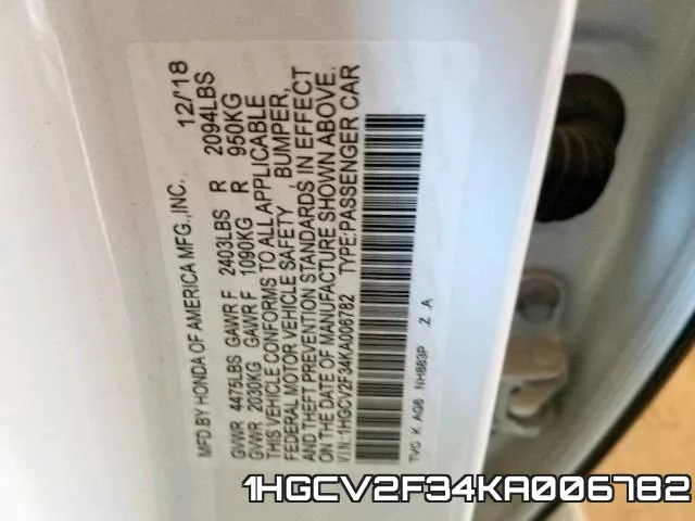 1HGCV2F34KA006782 фото 2