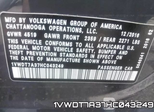 1VWDT7A37HC043249 фото 10