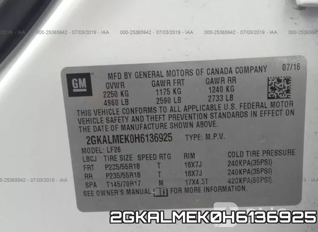 2GKALMEK0H6136925 фото 10