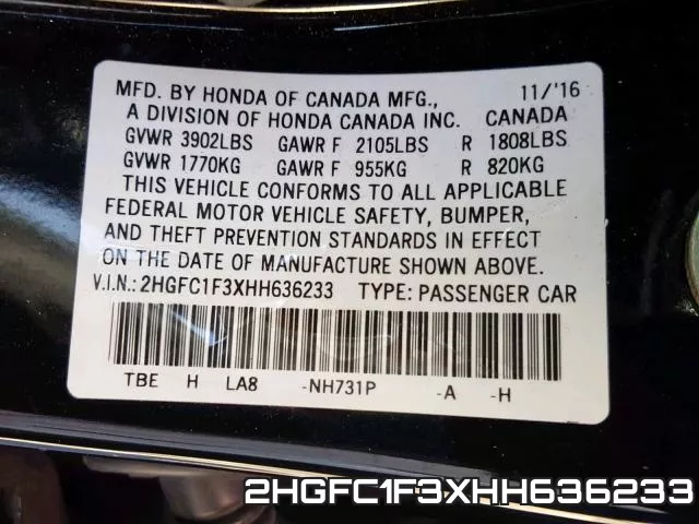 2HGFC1F3XHH636233 фото 2