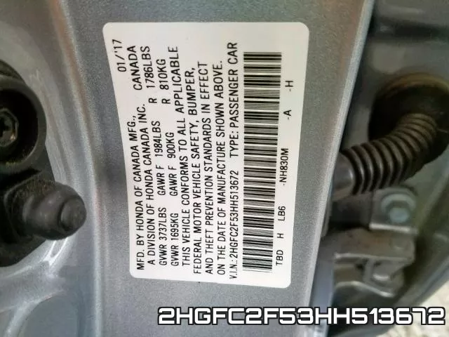 2HGFC2F53HH513672 фото 2