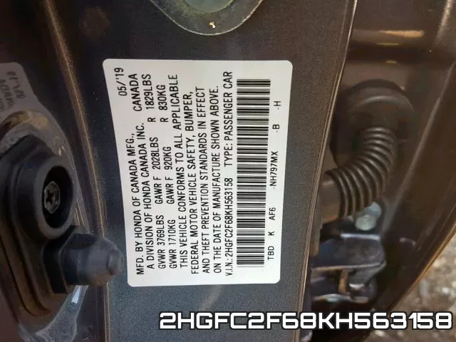 2HGFC2F68KH563158 фото 2
