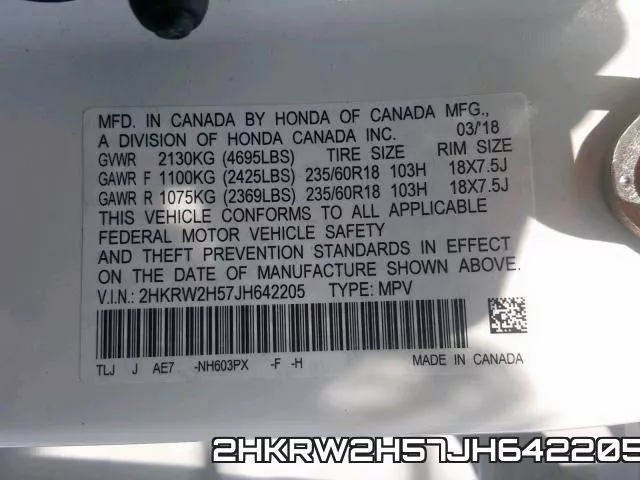 2HKRW2H57JH642205 фото 2