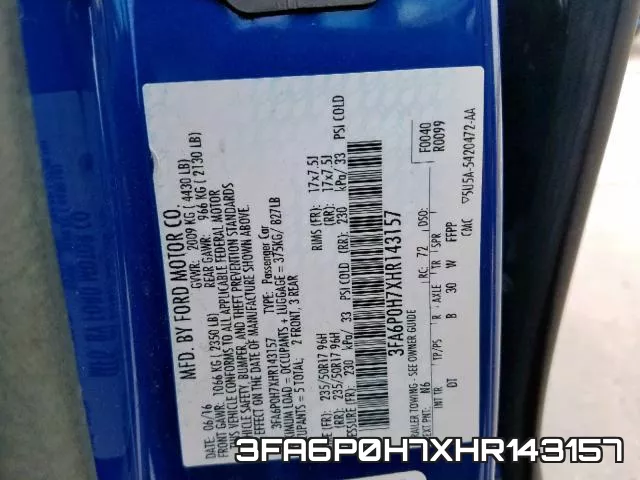 3FA6P0H7XHR143157 фото 2