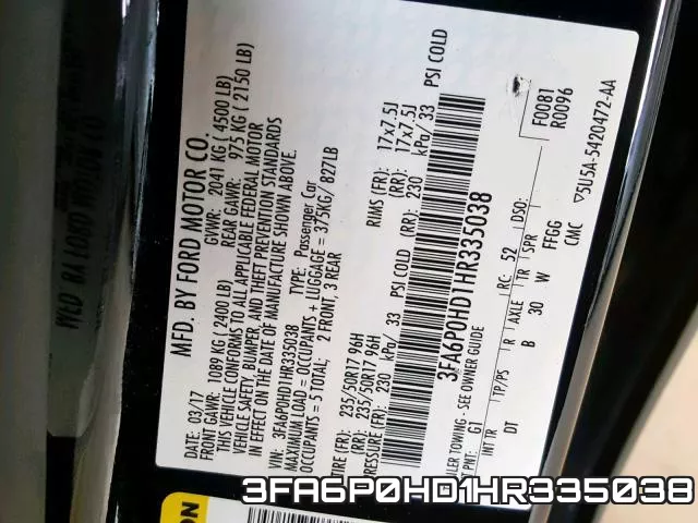 3FA6P0HD1HR335038 фото 2