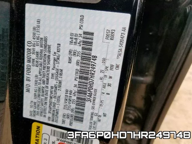 3FA6P0HD7HR249748 фото 2