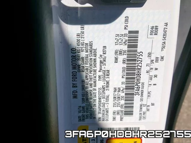 3FA6P0HD8HR252755 фото 2
