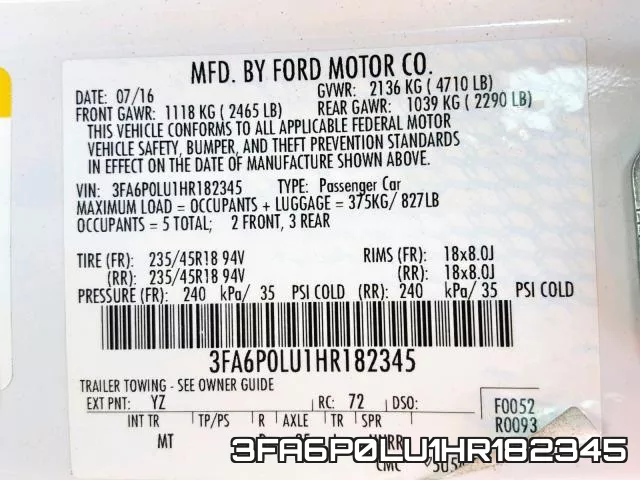 3FA6P0LU1HR182345 фото 2