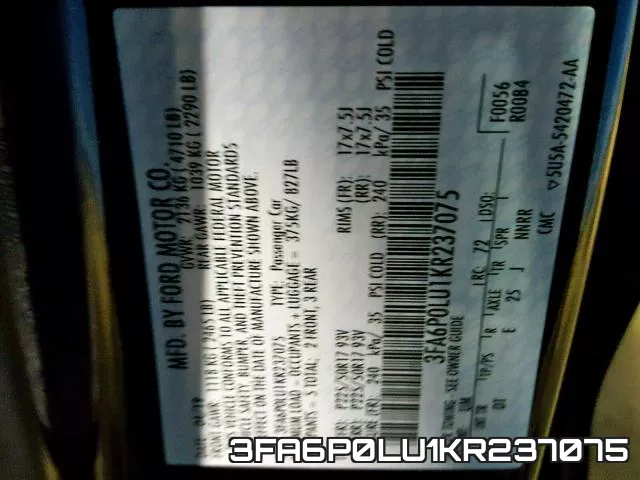 3FA6P0LU1KR237075 фото 2