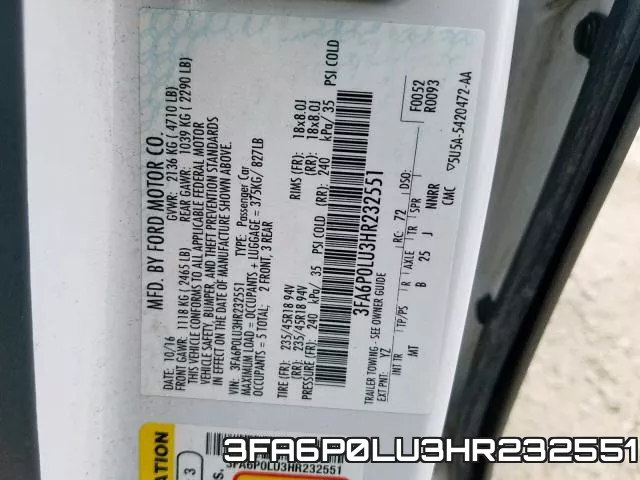 3FA6P0LU3HR232551 фото 2