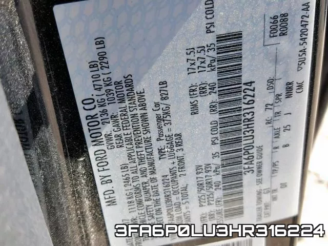 3FA6P0LU3HR316224 фото 2
