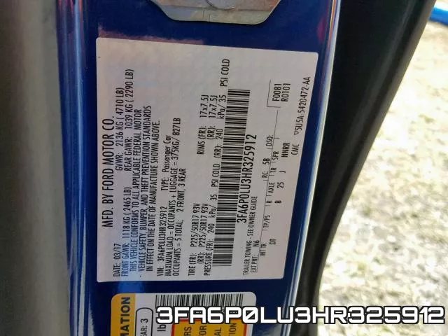 3FA6P0LU3HR325912 фото 2