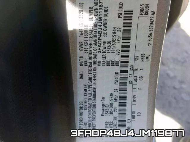 3FADP4BJ4JM119877 фото 2