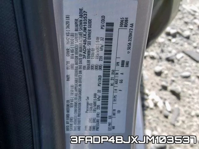 3FADP4BJXJM103537 фото 2