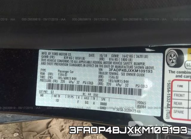 3FADP4BJXKM109193 фото 10