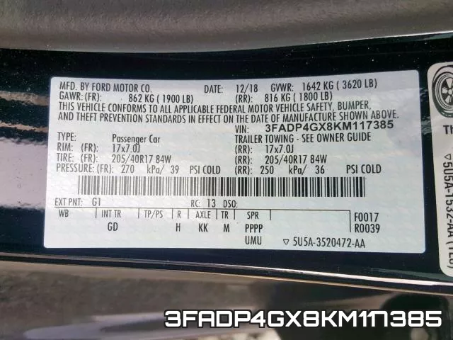 3FADP4GX8KM117385 фото 2