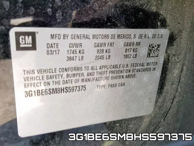 3G1BE6SM8HS597375 фото 2