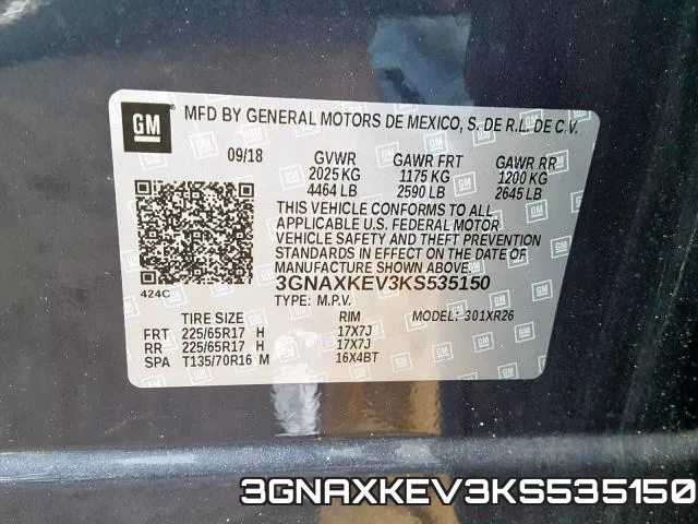3GNAXKEV3KS535150 фото 2