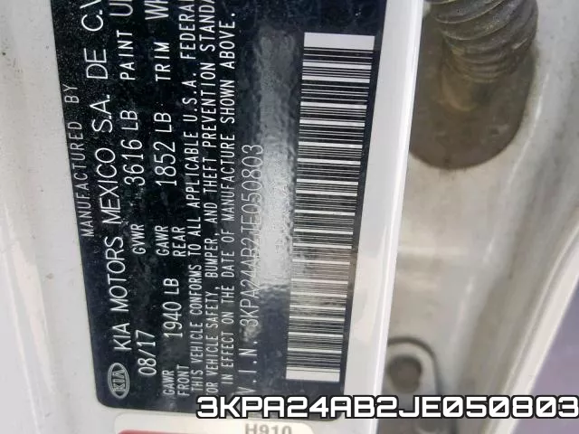 3KPA24AB2JE050803 фото 2