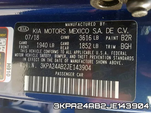 3KPA24AB2JE143904 фото 2