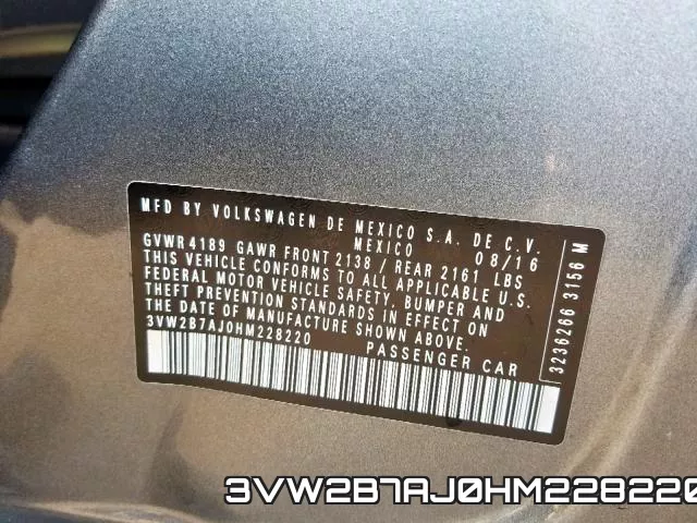 3VW2B7AJ0HM228220 фото 2