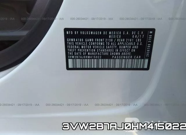 3VW2B7AJ0HM415022 фото 10