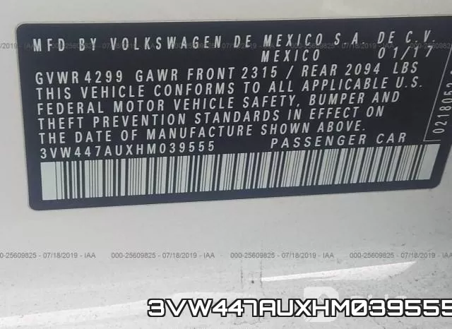 3VW447AUXHM039555 фото 10