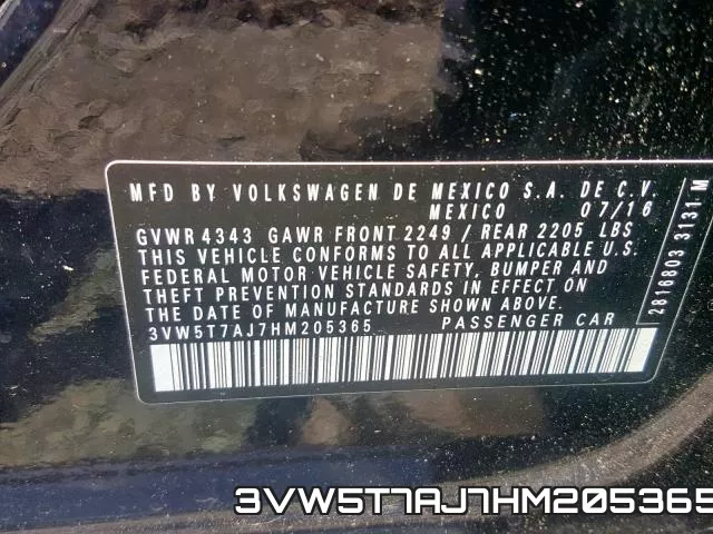 3VW5T7AJ7HM205365 фото 2