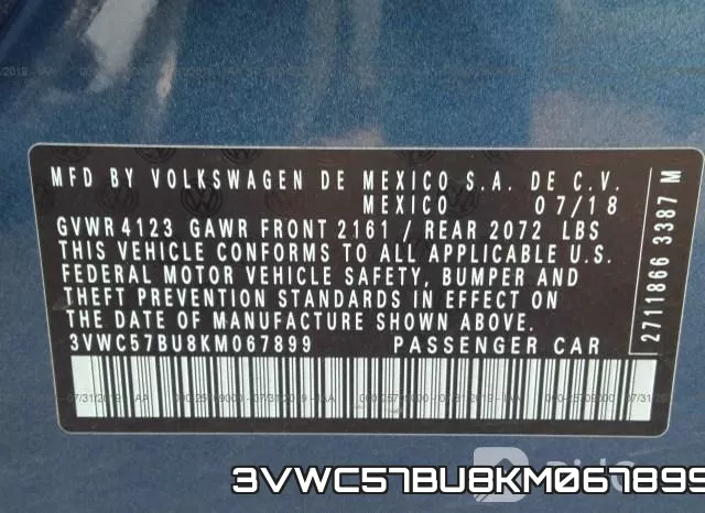 3VWC57BU8KM067899 фото 10