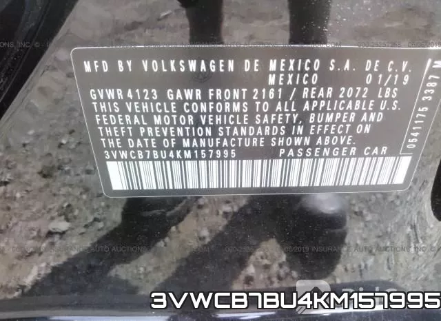 3VWCB7BU4KM157995 фото 10