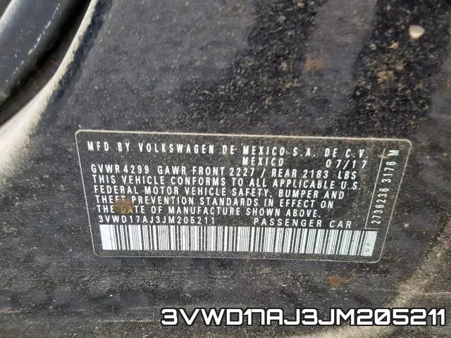 3VWD17AJ3JM205211 фото 2