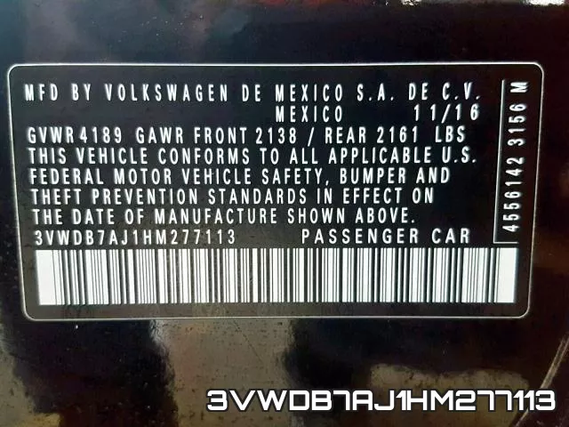 3VWDB7AJ1HM277113 фото 2