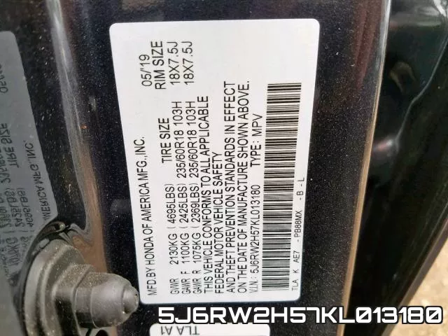 5J6RW2H57KL013180 фото 2